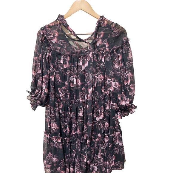 TED BAKER Barnabe Tiered Printed Mini Swing Dress Size 2 - Picture 7 of 9